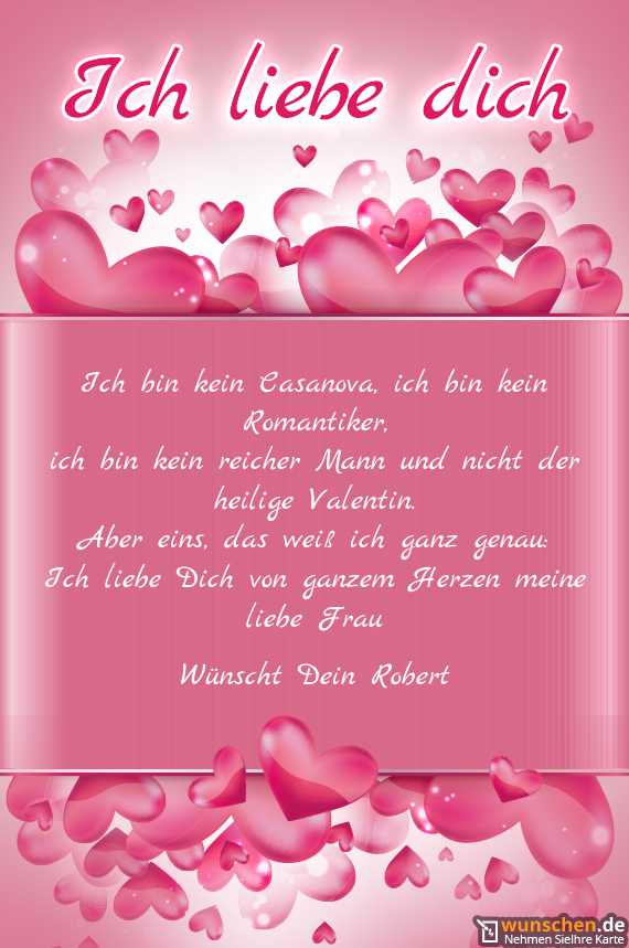 Ich liebe Dich von ganzem Herzen meine liebe Frau Fertig valentinstag