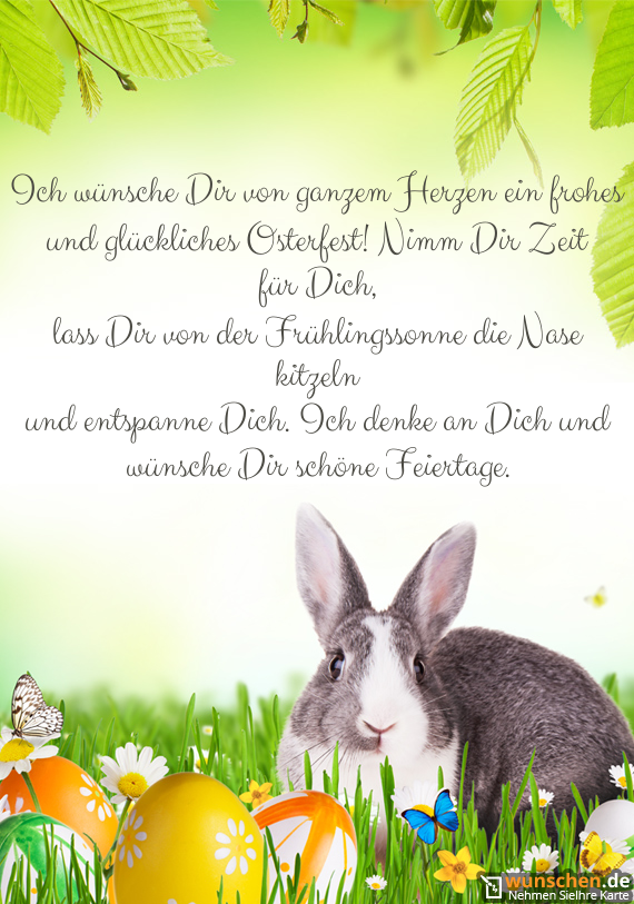 Ich Wunsche Dir Von Ganzem Herzen Ein Frohes Fertig Osterkarte