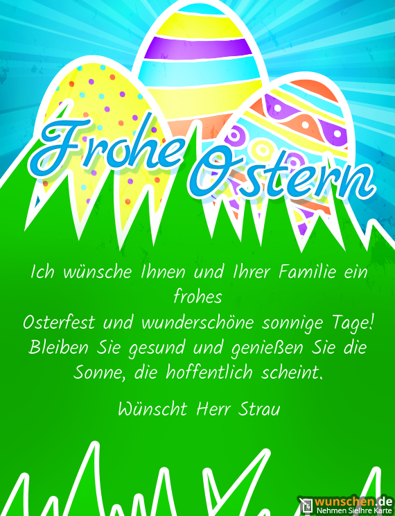 Ich wünsche Ihnen und Ihrer Familie ein frohes - Fertig Osterkarte
