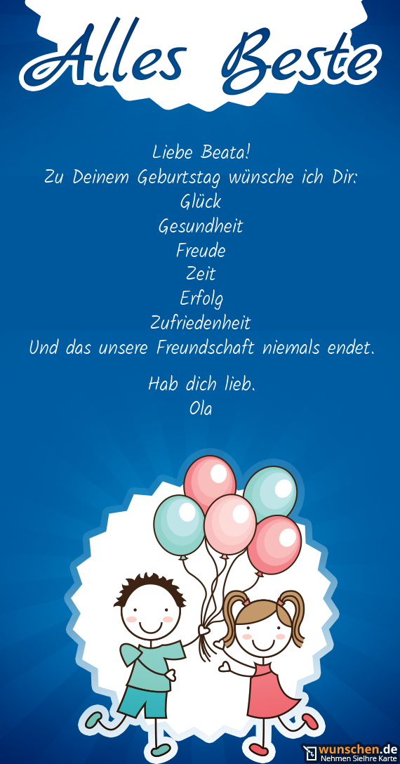 Und das unsere Freundschaft niemals endet Geburtstag karte
