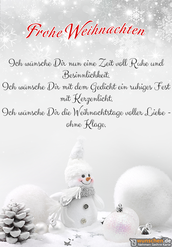 Ich wünsche Dir nun eine Zeit voll Ruhe und Besinnlichkeit Fertig