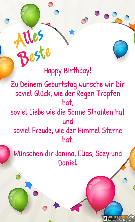 Zu Deinem Geburtstag wünsche wir Dir Geburtstag karte