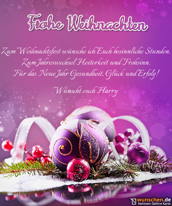 Zum Jahreswechsel Heiterkeit und Frohsinn - Fertig Weihnachtskarte